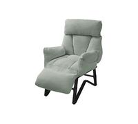 ML-Design Fauteuil Relax Gris-Vert en Lin, Structure Acier, Dossier Repose-Pied et Accoudoirs Réglables, Siège Inclinable Rembourré, Coussins Confortables, Chaise Longue Lecture avec Poches Latérales