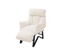 ML-Design Fauteuil Relax Beige en Lin, Structure d'acier, Dossier Repose-Pied et Accoudoirs Réglables, Siège Inclinable Rembourré, Coussins Confortables, Chaise Longue Lecture avec Poches Latérales