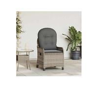 Chaise longue vidaXL avec coussin, gris, 56 x 66 x 95 cm, en polyrotin