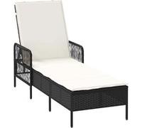 vidaXL Chaise longue en rotin synthétique – noir et blanc crème – 55 x 200 x 92 cm