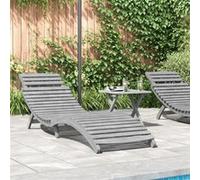 vidaXL Chaise longue Gris 184x55x64 cm Bois massif Acacia