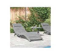 vidaXL Chaise longue Gris 184x55x64 cm Bois massif Acacia