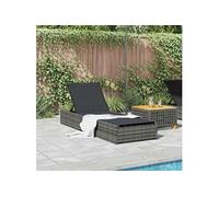 Chaise longue vidaXL Grise 200,5 x 70 x 75 cm en polyrotin