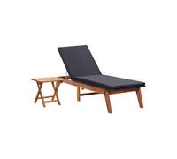 Lot de 1 chaise longue GENERIQUE noir L. 200 cm en acacia H. 40 cm pliable