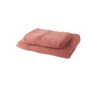 Lot de 1 Drap de Bain 100% coton 70x30 cm + 1 Serviette de Bain 50x100 cm - Terracotta