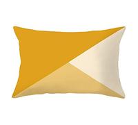 Lot de 1 Housse de Coussin 35x55cm Taie d'oreiller Décoratif en Lin de Coton Carré Double Face Fermeture Glissière Invisible Géométrie jaune Q168 14x22inch pour Salon Chambre Voiture Canapé Decoration