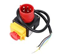 Lot de 1 Interrupteur de Machine, Interrupteur d’Arrêt d’Urgence 400V Triphasé, Disjoncteur Moteur avec Fiche CEE, Inverseur de Phase et Protection au Redémarrage, pour Machines, Câble de 67 cm