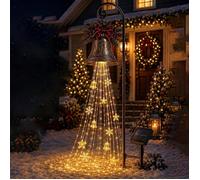 Lot de 1 Lampe Solaire Noël Cloche Cascade Piquet Lumineux LED Blanc Chaud Décoration Jardin Pelouse Allée Terrasse Extérieure