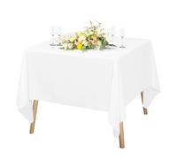 Lot de 1 Nappe Carrée Blanche Tissu Nappe Table Basse 132 x 132cm, Lavable Nappe en Polyester pour Fête Mariage Buffet Camping Restaurant