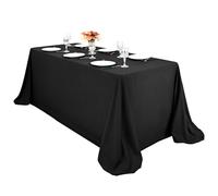 Lot de 1 nappe rectangulaire en polyester lavable en vrac pour mariage, banquet, buffet, vacances, dîner - Noir - 228,6 x 335,3 cm
