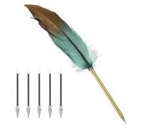 Lot de 1 plumes d'écriture - Avec 5 cartouches de rechange - Pour l'école, les cadeaux de mariage, les autographes, les bureaux, les cadeaux d'affaires - Vert