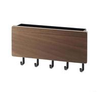 Lot de 1 porte-clés mural en bois avec 5 crochets et fente en aluminium pour l'organisation de l'entrée, permet de ranger les clés, le courrier, les portefeuilles, les ceintures, la décoration de la