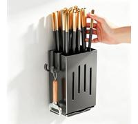 Lot de 1 porte-couverts mural sans perçage, égouttoir à ustensiles autocollant avec plateau de drainage intégré, organiseur de rangement multifonctionnel pour baguettes et argenterie pour cuisine