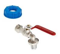 Lot de 1 Robinet en laiton pour cuve 1000 L et adaptateur de réservoir IBC 1"