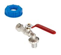 Lot de 1 Robinet en laiton pour cuve 1000 L et adaptateur de réservoir IBC 1"