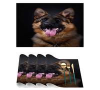 Lot de 1 set de table rectangulaire en PVC - Motif chien berger allemand - Lavable - Antidérapant - Résistant à la chaleur