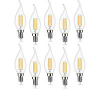 Lot de 10 4W Ampoule de Filament LED E14 470LM Flamme Bougie 2700K Blanc Chaud, Non-Dimmable, Angle de Faisceau 360°