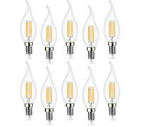 Lot de 10 4W Ampoule de Filament LED E14 470LM Flamme Bougie Blanc froid 6000K, Non-Dimmable, Angle de Faisceau 360°