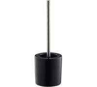 Lot de 10 accessoires de toilettes en céramique, porte-brosse de WC rond, tête de brosse interchangeable, ensemble de salle de bains, H x P 38,5 x 12,5 cm, noir