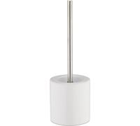 Lot de 10 accessoires de toilettes en céramique, porte-brosse de WC rond, tête de brosse remplaçable, ensemble de salle de bains, H x P 38,5 x 12,5 cm, blanc