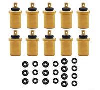 Lot de 10 adaptateurs de recharge de gaz pour réchauds de camping - Convertisseur de bidon de butane portable avec valve Lindal - Dispositif de transfert de carburant en cuivre pour randonnée en plein
