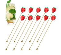 Lot de 10 agitateurs à cocktail en acier inoxydable à la fraise