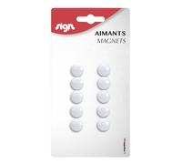 Lot De 10 Aimants Ronds Diamètre De 12 Mm - Blanc - Sign