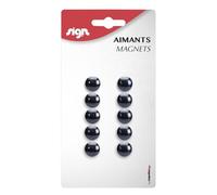Lot De 10 Aimants Ronds Diamètre De 9 Mm - Noir - Sign