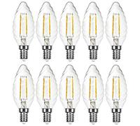 Lot de 10 ampoules LED à filament en forme de bougie torsadée 4 W = 40 W E14 Transparent Blanc chaud 2700 K Intensité variable