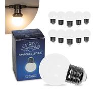 Lot de 10 Ampoules Led Blanc Chaud conçues pour Guirlande Guinguette IP65 1,5W - Ampoule Led E27 Blanc Chaud - Ampoule 5cm pour Gu