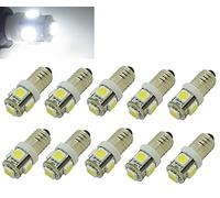 Lot de 10 ampoules LED E10 6 V Blanc froid 5 SMD 5050 0,5 W 40 lm Lampe 6000 K