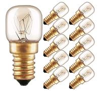 Lot de 10 ampoules pour four - 15 W - E14 - Transparent - T22 - Tube 300 ° - Double filament