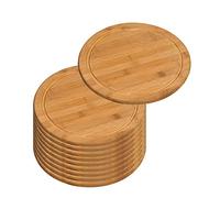 Lot de 10 assiettes à viande KESPER 58444 - Diamètre : 30 cm - En bambou certifié FSC® - Assiettes à pizza - Assiettes en bois - Planche à découper