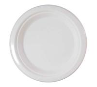 Lot de 10 assiettes blanches FSC en fibre de canne 18 cm