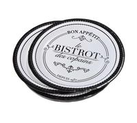 Lot de 10 Assiettes en Carton Bistrot 23cm Noir & Blanc