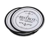 Lot de 10 Assiettes en Carton ""Bistrot"" 23cm Noir & Blanc