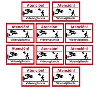 Lot de 10 autocollants de surveillance vidéo - 80 x 50 mm - Protection contre les cambriolages