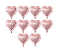 Lot de 10 ballons en aluminium en forme de cœur de 45,7 cm |Décoration de fête sécurisée à fermeture automatique pour anniversaire/mariage/anniversaire |Ballons en aluminium rose (Heart Shaped)