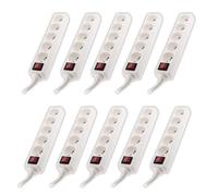 Lot de 10 - Bloc 5 prises 16A 2P+T avec interrupteur Blanc - Zenitech