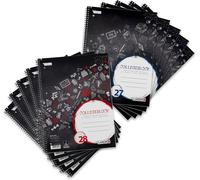 Lot de 10 blocs-notes A4 avec 80 feuilles, quadrillés ou lignés avec des marges, aspect tableau noir
