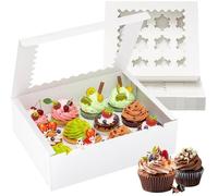 Lot de 10 Boite Cupcakes - Boite Gateau 12 Trous en Carton - avec Fenêtre Transparente - pour Emballage de Cupcakes, Muffins