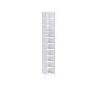 Lot de 10 boîtes à chaussures pliables - cubes à chaussures - dim. 26x35x174 cm - blanc transparent