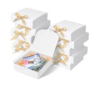 Lot de 10 boîtes cadeaux avec couvercle - Grand format - 27 x 20 x 8 cm - Cartons cadeaux en papier kraft avec ruban, pour l'invitation des demoiselles d'honneur au mariage, emballage, cadeau