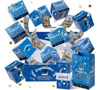 Lot de 10 boîtes cadeaux pop-up surprise pour remise de diplôme - Boîte cadeau rouge rebondissante pour remise de diplôme 2026 - Boîte cadeau surprise pour argent et cartes de lycée (bleu)