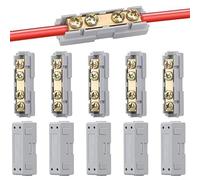 Lot de 10 bornes de fil à connexion rapide 10 AWG | Kit de connecteur en laiton 60 A 80 A avec couvercle ABS pour câble de 1 à 6 mm² | Câblage électrique automobile marin | Rouge bleu (80 A)