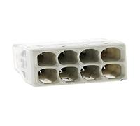 Lot de 10 bornes S2273 - Connexion rapide - 8 conducteurs - fils rigides 2.5mm² - transparent - Wago