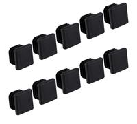 Lot de 10 bouchons de rechange carrés en plastique noir pour pieds de poteau, chaise, table, tabouret, pieds de meubles (20 x 20 mm)