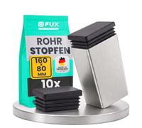 Lot de 10 bouchons pour tubes rectangulaires, 20x10mm-160x80mm, différentes couleurs, patin chaise, patin meuble, cache trou, protection pied de chaise (dimension extérieur: 160x80x3-5,5mm, noir)