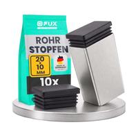 Lot de 10 Bouchons pour Tubes rectangulaires, 20x10mm-160x80mm, différentes Couleurs, Patin Chaise, Patin Meuble, Cache Trou, Protection Pied de Chaise (Dimension extérieur: 20x10x1,5-2mm, Noir)