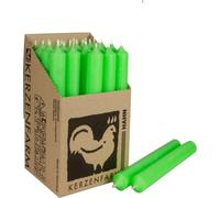Lot de 10 bougies coniques colorées en continu - 22 mm de diamètre et 18 cm de hauteur - Robinet de ferme à bougie - Longue durée de combustion (8 heures et plus) - Vert fluo
